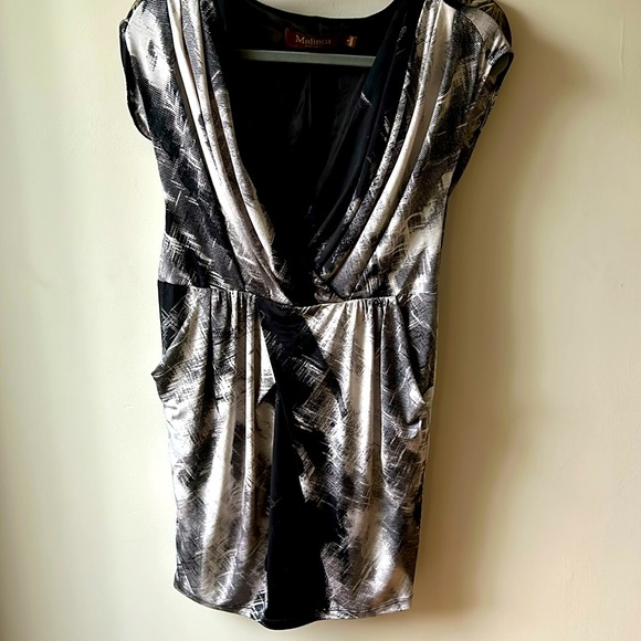 Black and white Mini Sleeveless Spring Summer Dress with Pockets Size L - Picture 2 of 8